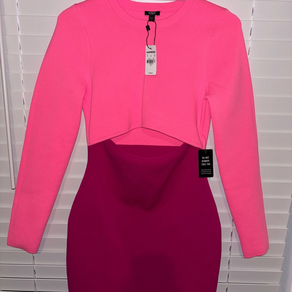 Express Vibrant Pink Knit Dress